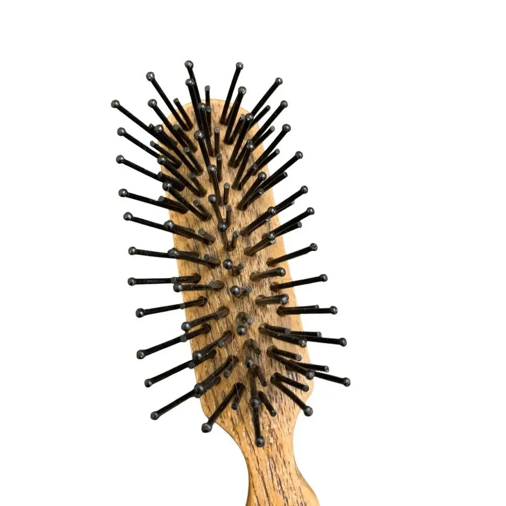GOODY Ball Tip Hair Brush 6” Purse Travel Size Brown Wood Grain USA VTG